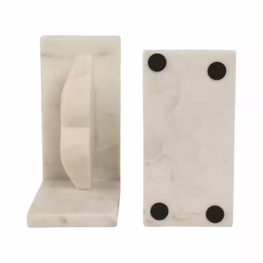 5 In. White Stone Novelty Lip-Shaped Sculptural Bookends (Set of 2)