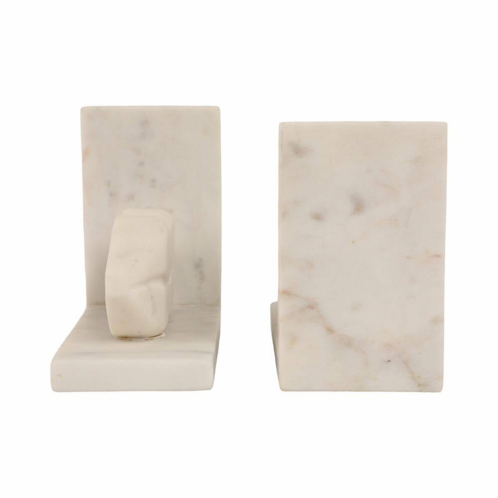 5 In. White Stone Novelty Lip-Shaped Sculptural Bookends (Set of 2)