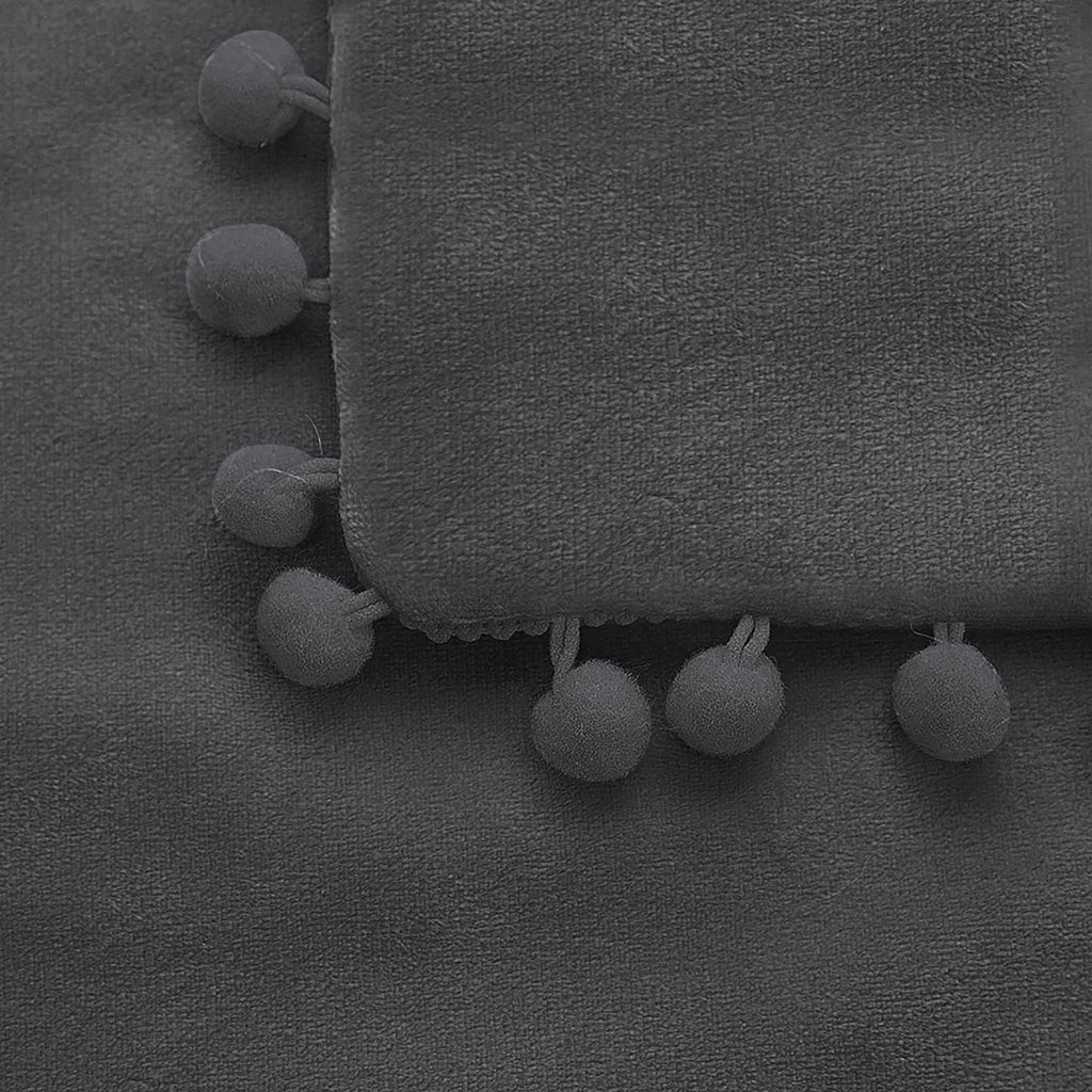 Velvet Pillow Cover with Pompoms for Sofa 2PCS Dark Gray 20X20Inch