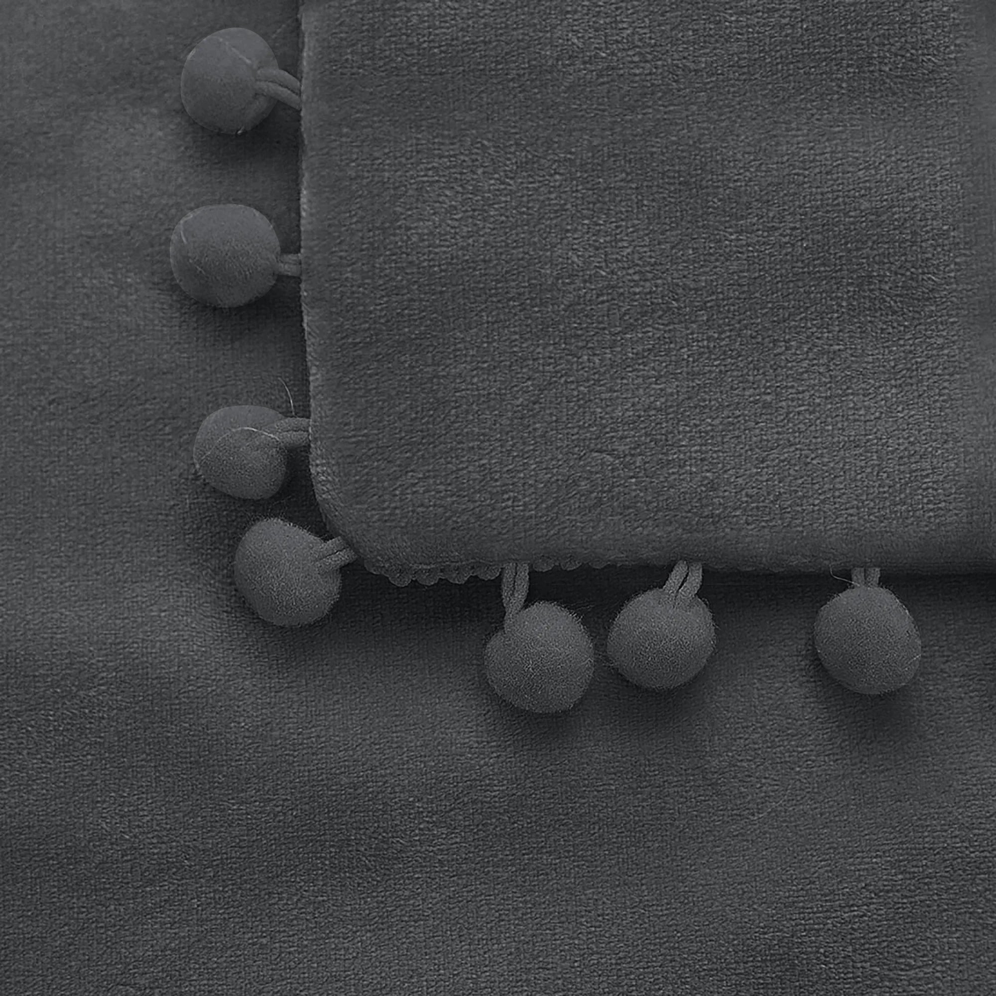 Velvet Pillow Cover with Pompoms for Sofa 2PCS Dark Gray 20X20Inch
